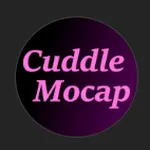 Logo Cuddle Mocap en texte rose sur fond noir circulaire