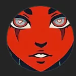 Logo KittyMocap rouge avec visage stylisé sur fond circulaire sombre
