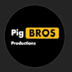 Logo PigBROS Productions avec texte jaune et blanc sur fond noir circulaire