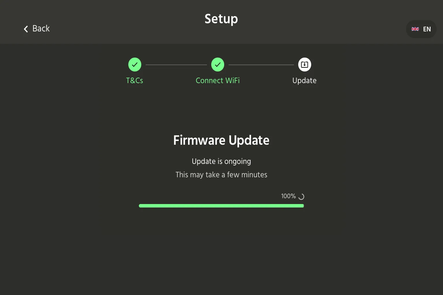 Écran principal de The Handy 2 Pro indiquant que l’appareil est prêt et affichant la Connection Key.