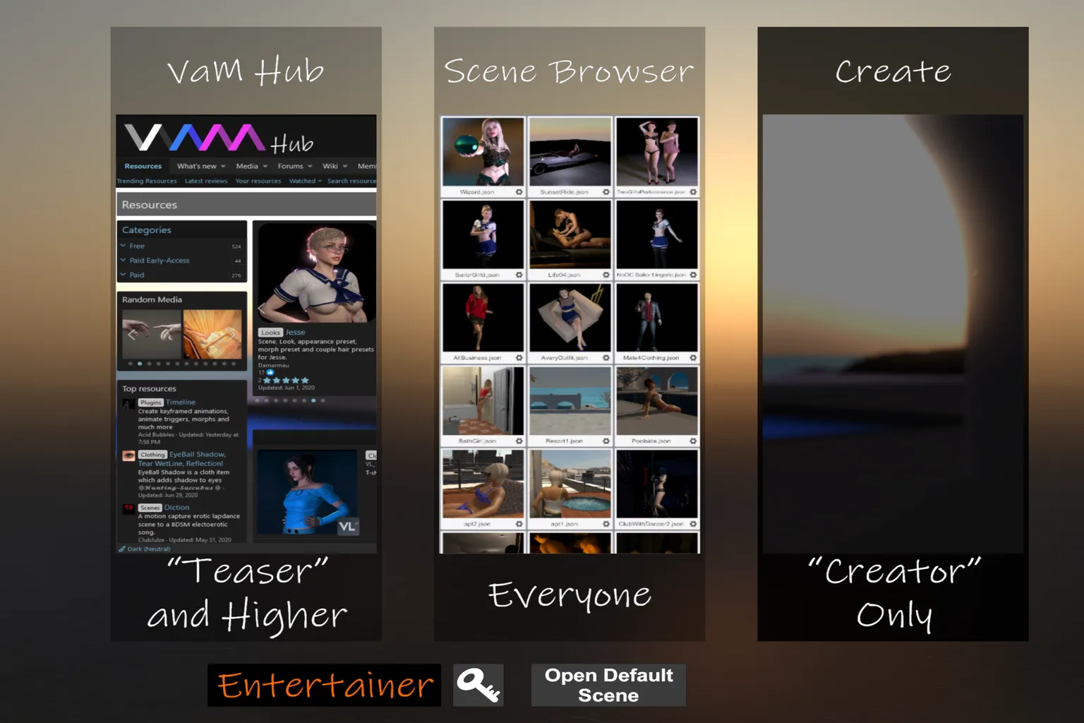 Activation Virt-A-Mate terminée avec statut Entertainer et boutons Launch Desktop et Launch VR