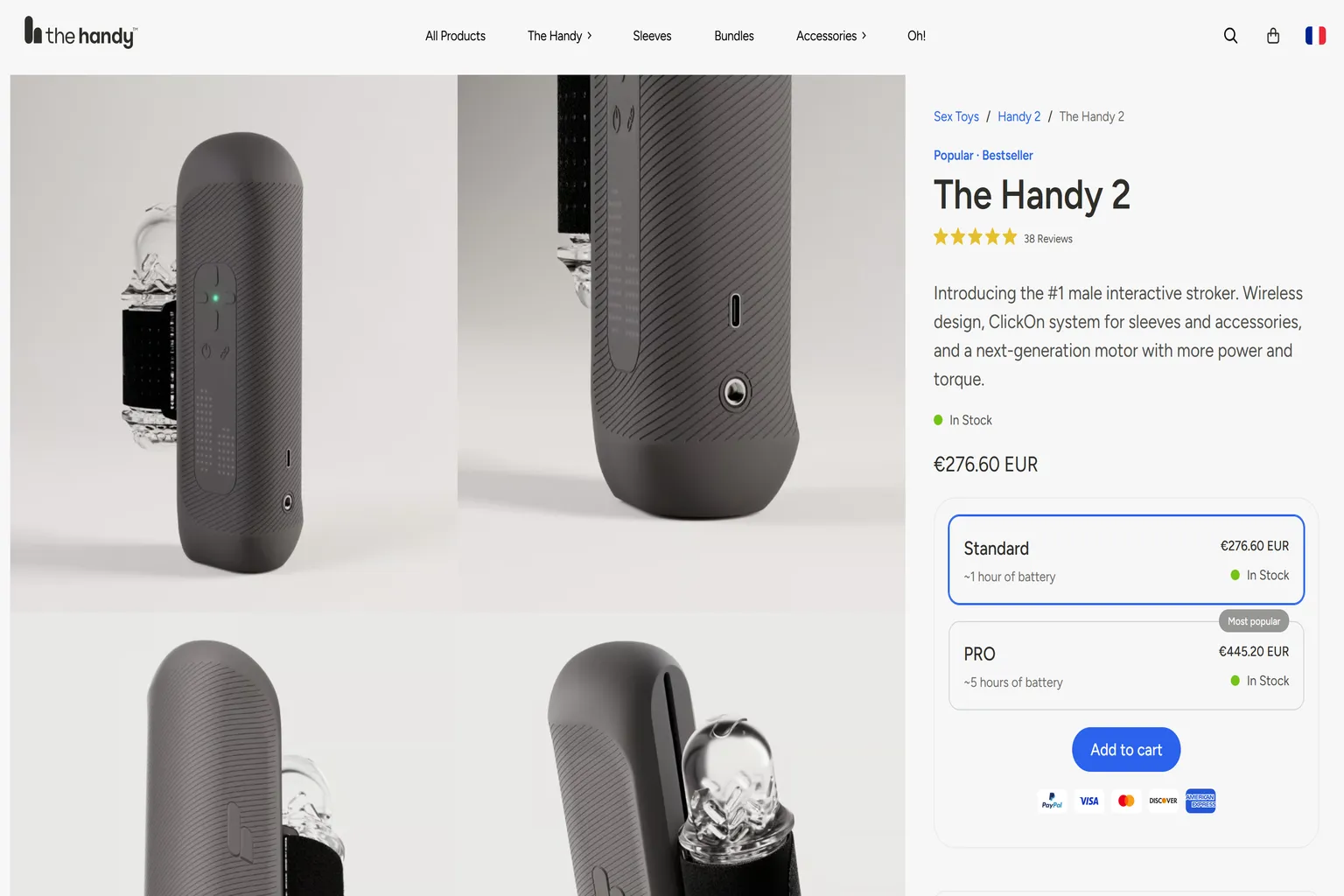 Page produit The Handy 2 avec choix Standard et Pro, prix de lancement et précommande