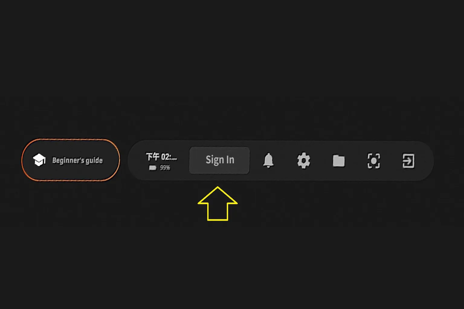 Barre inférieure SLR avec bouton de connexion indiqué par une flèche