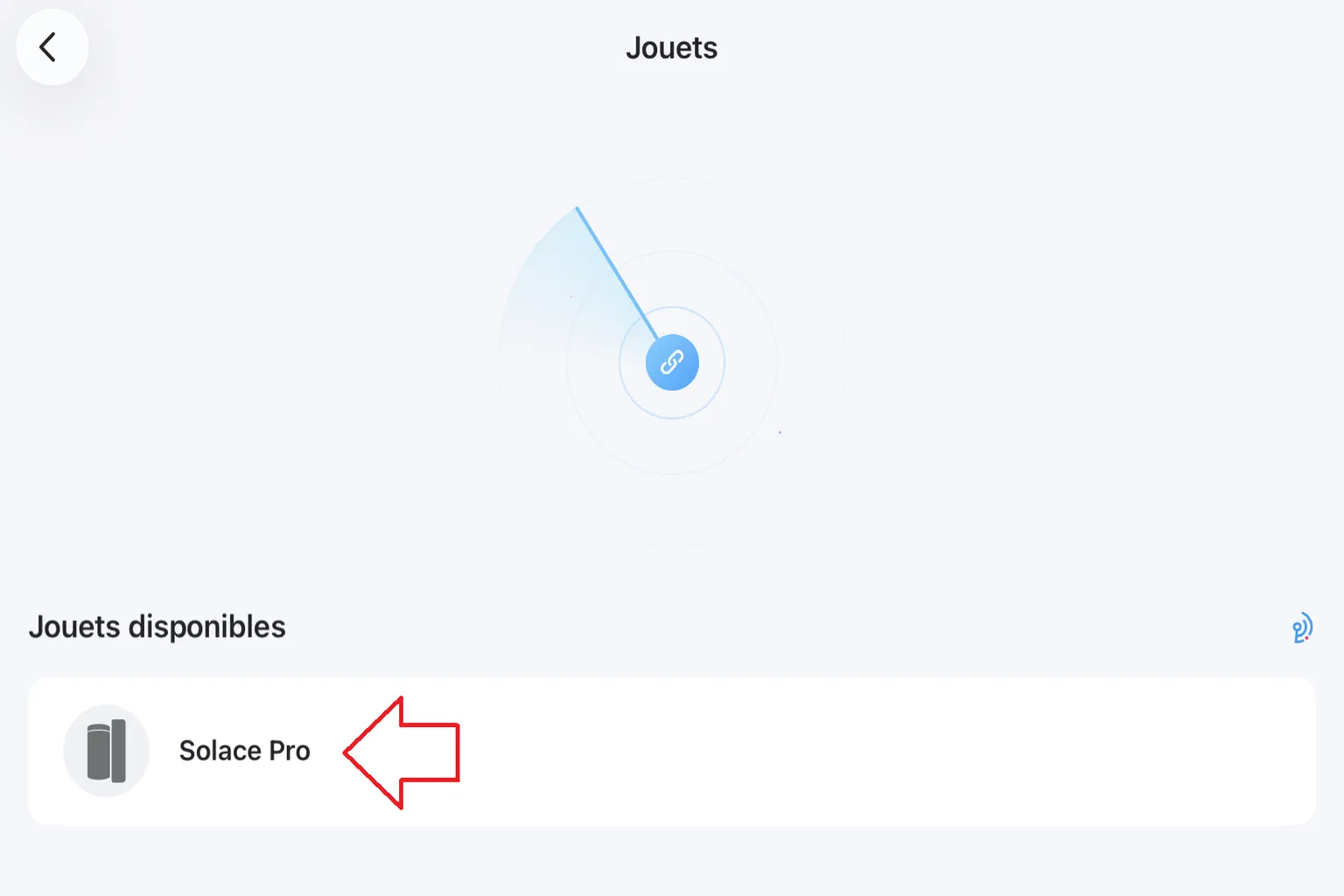 L'application Lovense Remote recherche les appareils à proximité et affiche le Solace Pro dans la liste des appareils disponibles